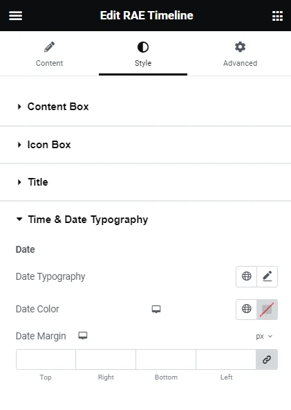 Styling time and date typography