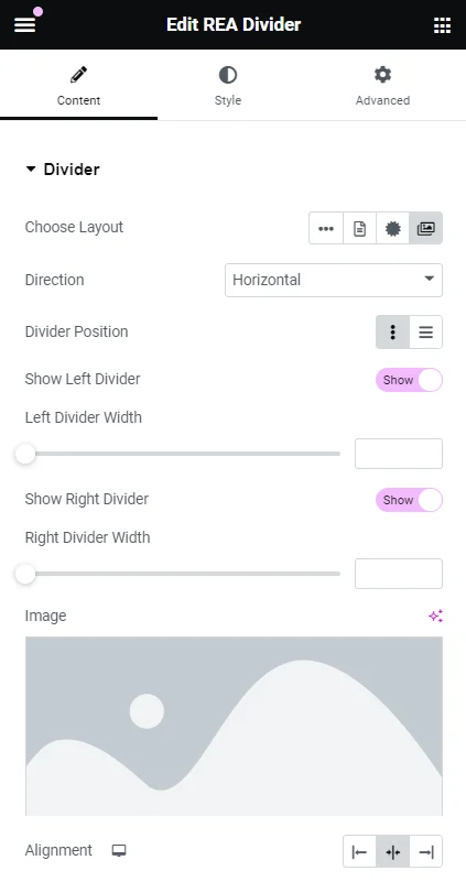 Customizing Divider With Image Layout