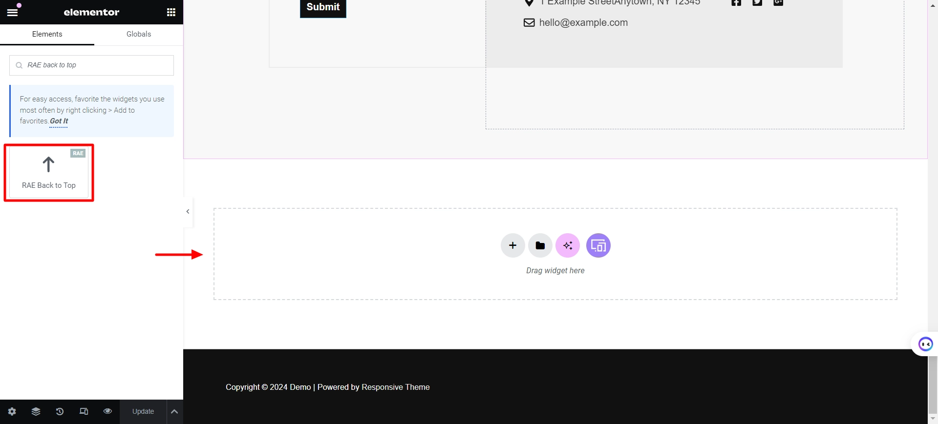 Drag and drop widget