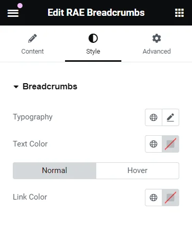 Styling The Breadcrumbs Widget