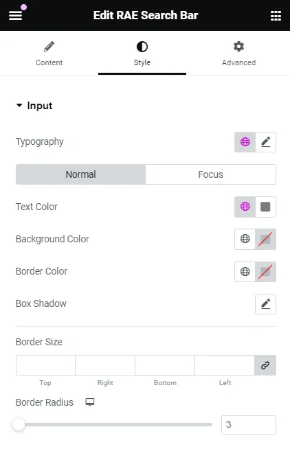 Styling search bar input