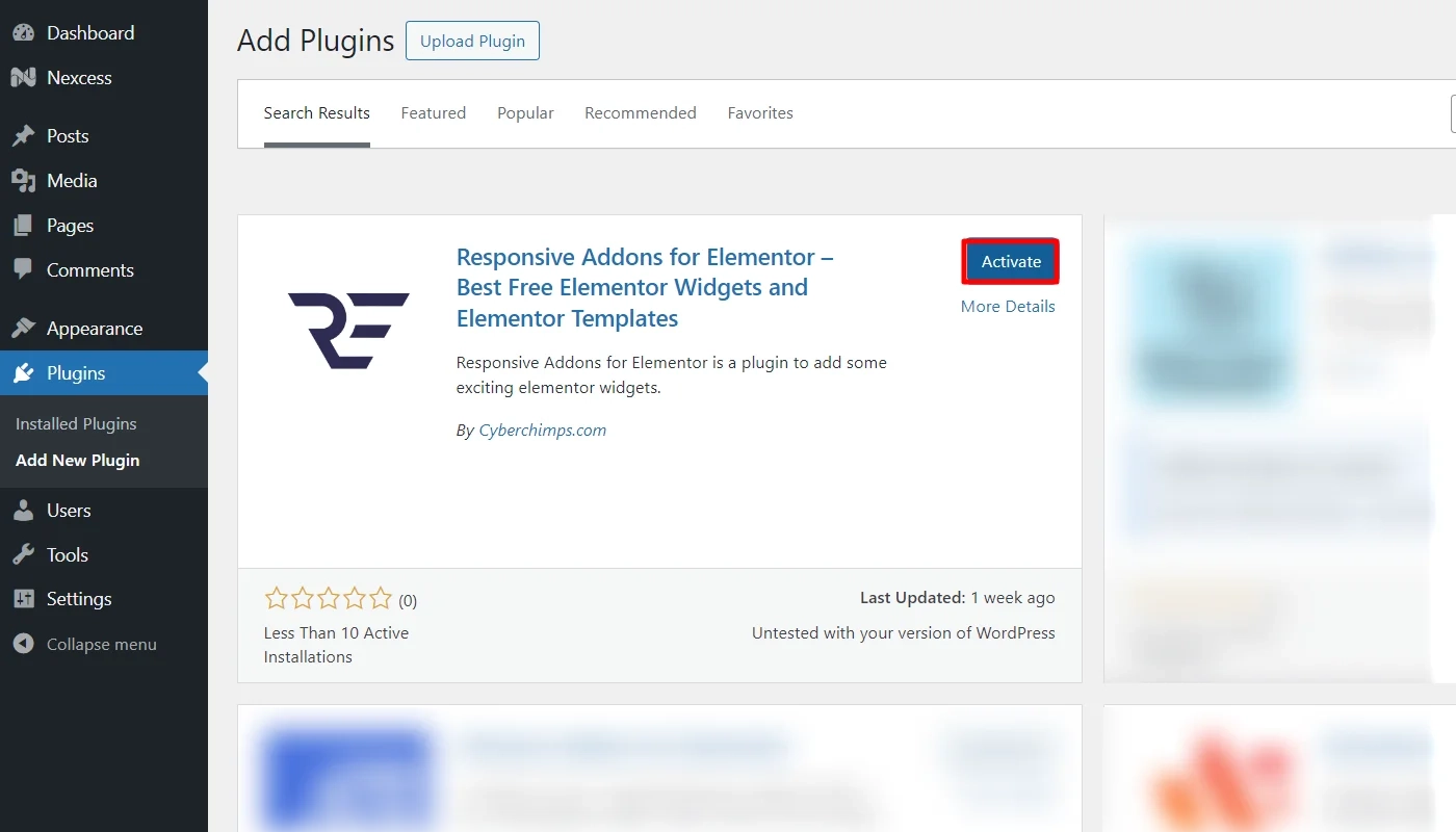 activating the plugin