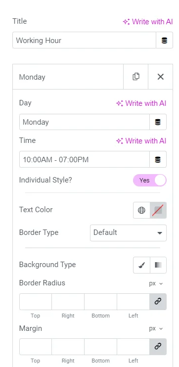 business hour setting