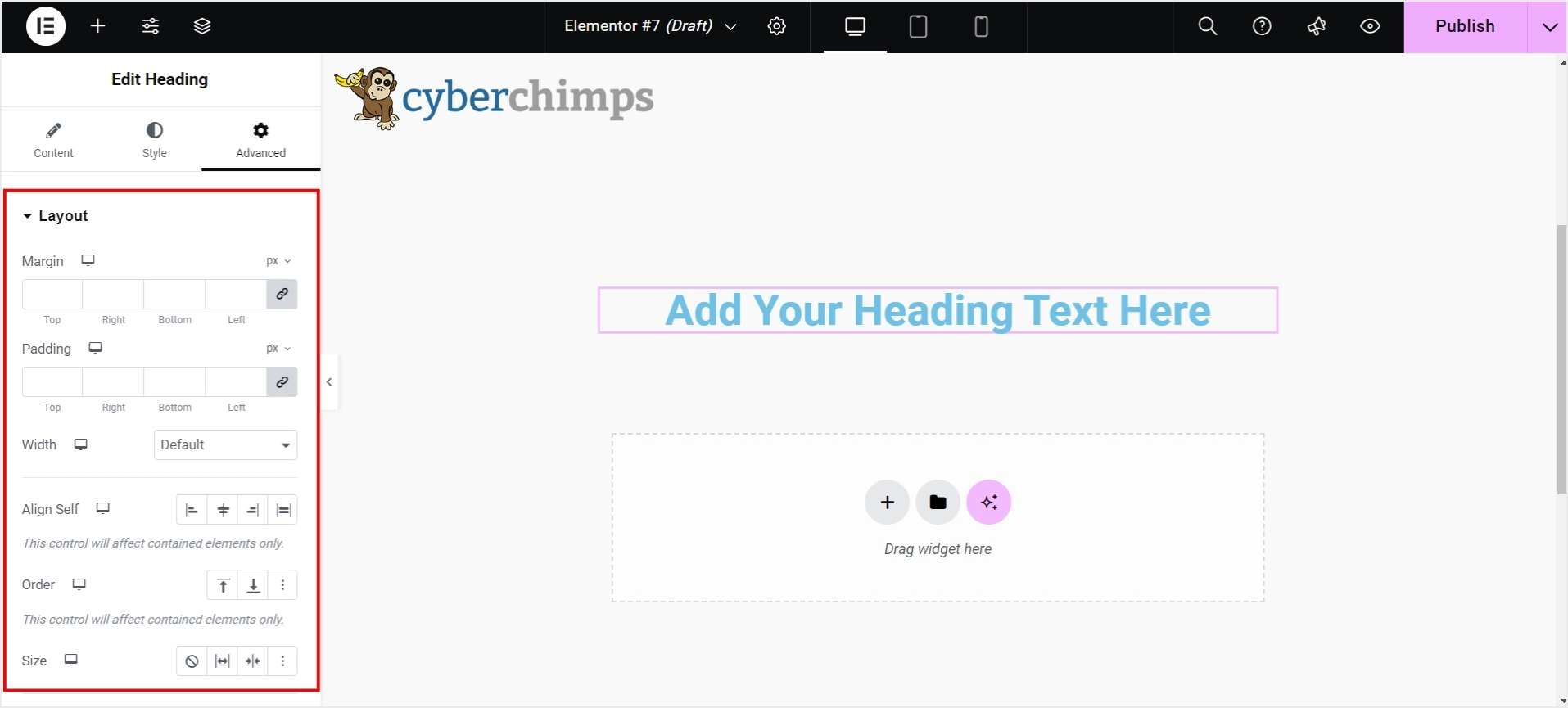 Advanced tab settings
