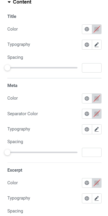 Content styles