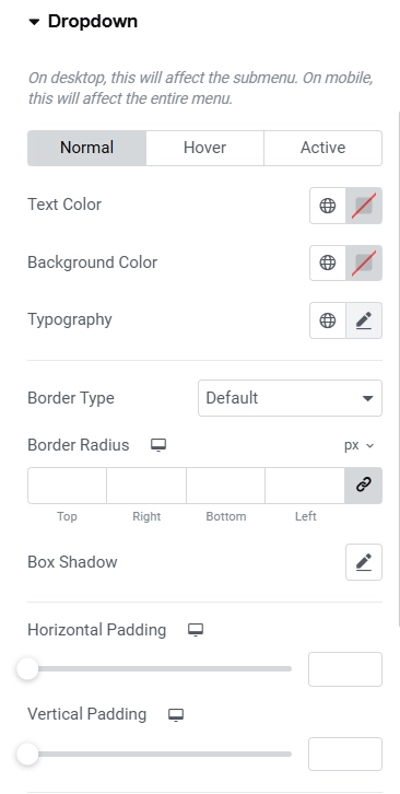 dropdown menu