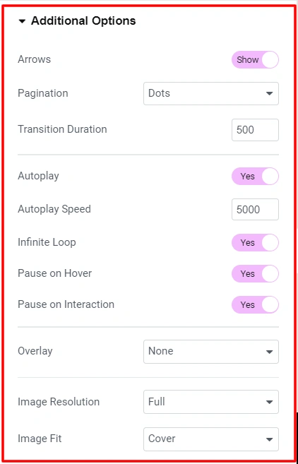 Additional options for editing