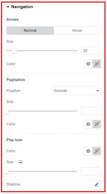 Navigation settings of RAE Carousel