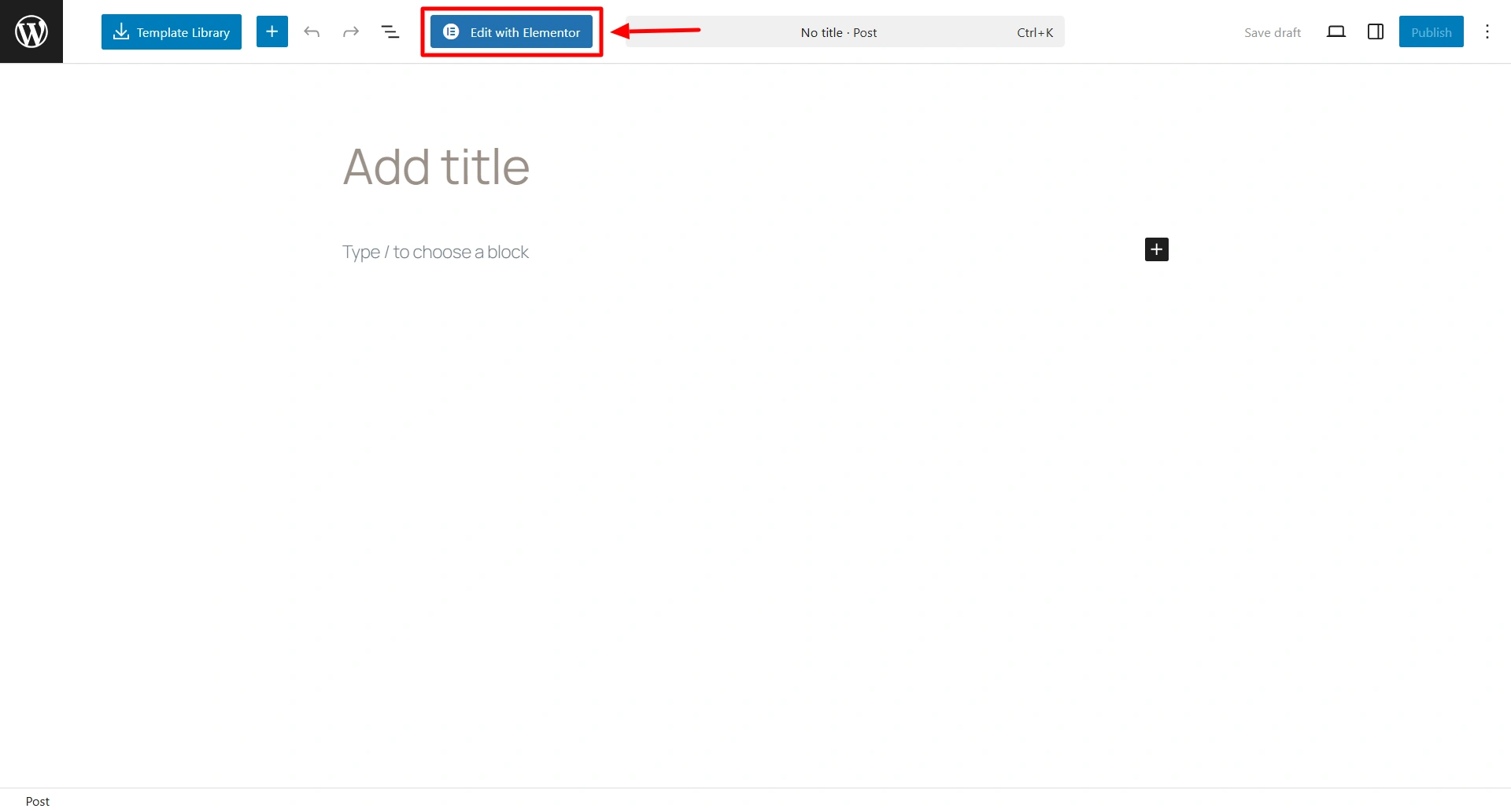 Click on Edit with Elementor button