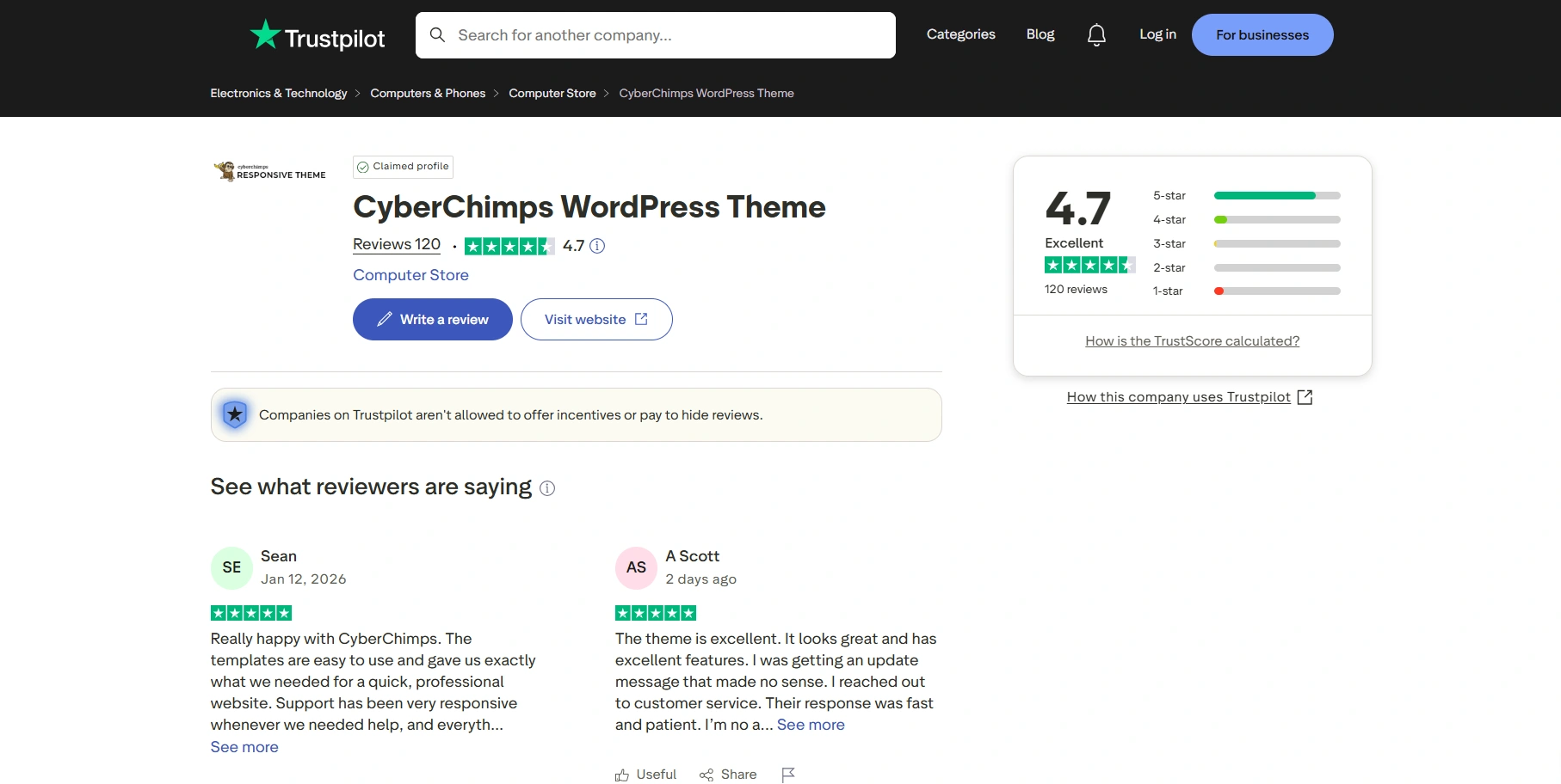 Trustpilot reviews