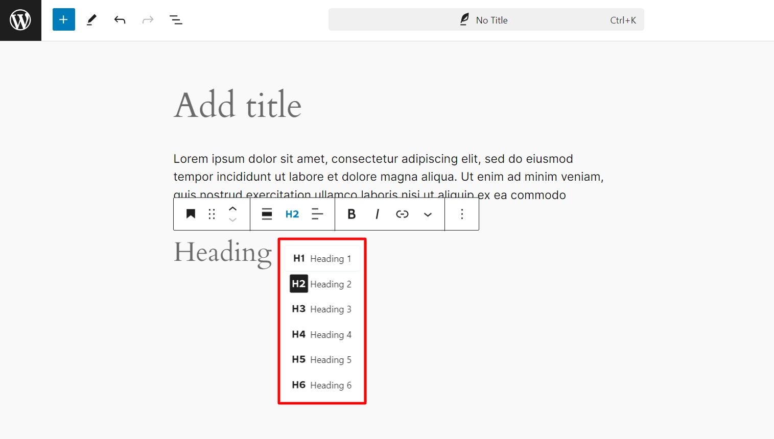 H1 to H6 heading tags