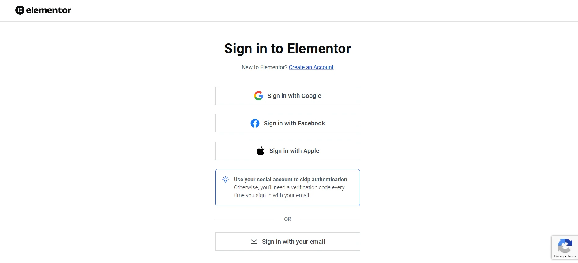 Sign into Elementor account