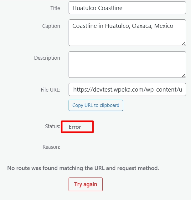 Status: Error