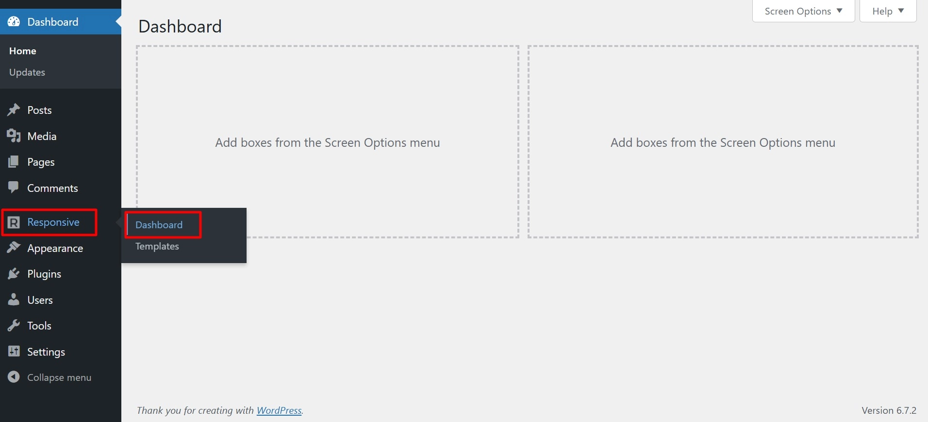 Go to  Responsive > dashboard