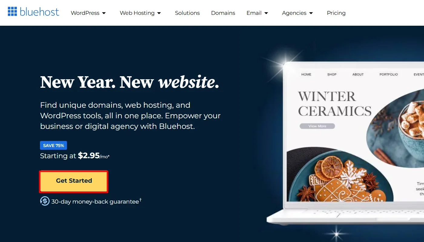 Clicking on Get Started