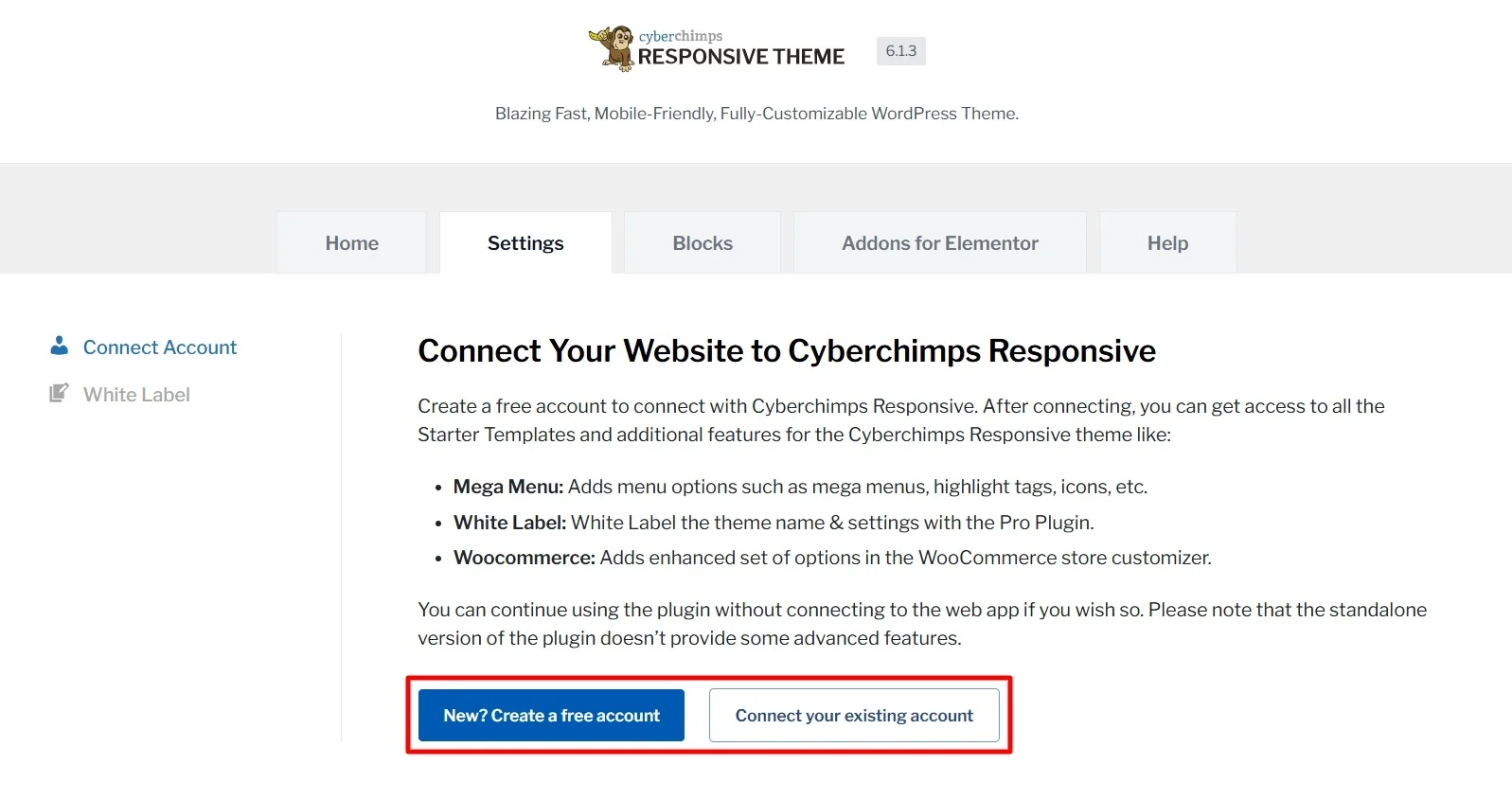 creating an account with cyberchimps