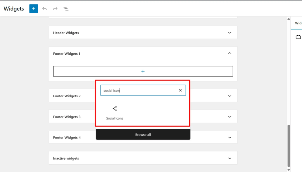 Searching and adding social icons
