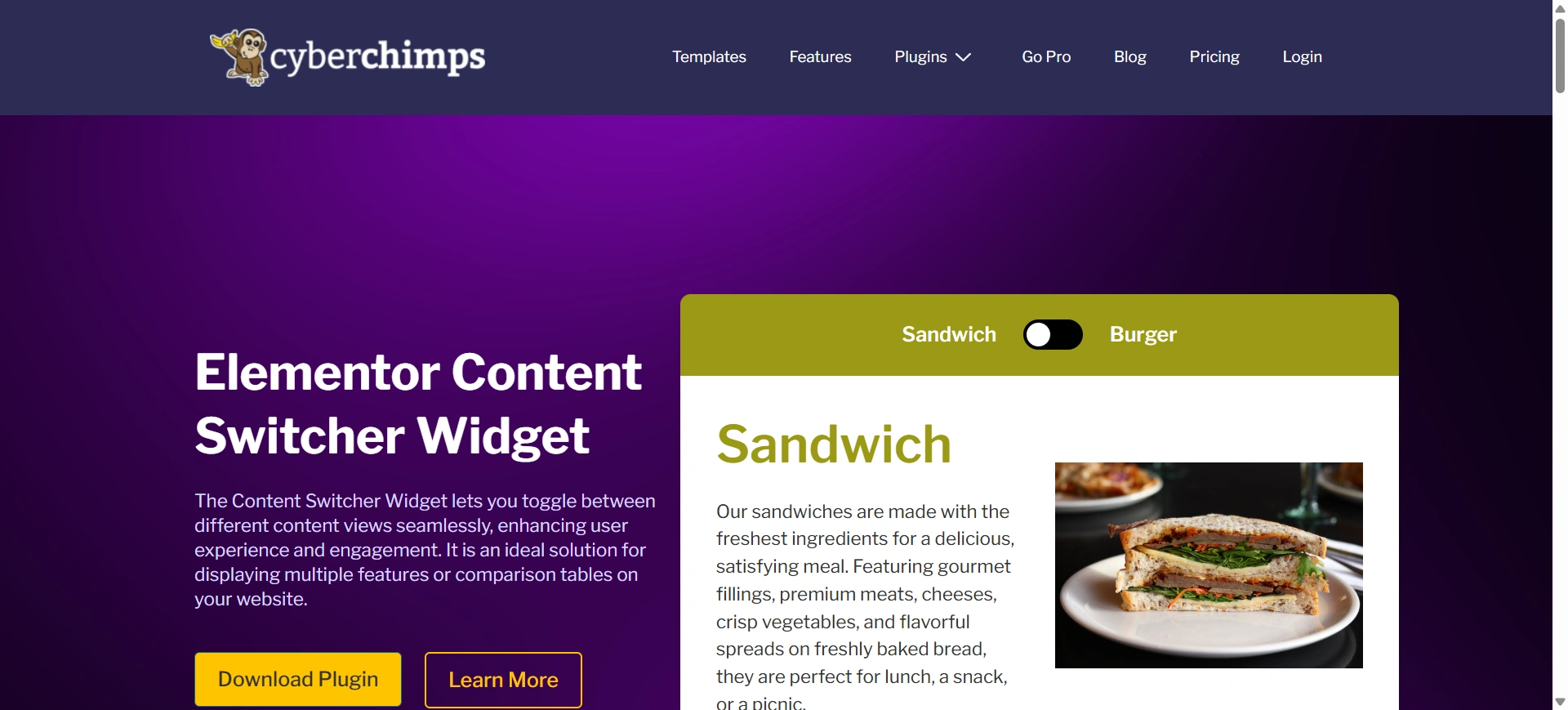 Elementor Content Switcher Widget
