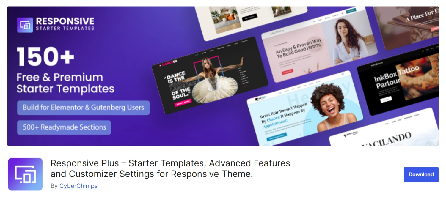 Responsive Plus - Starter Templates plugin.