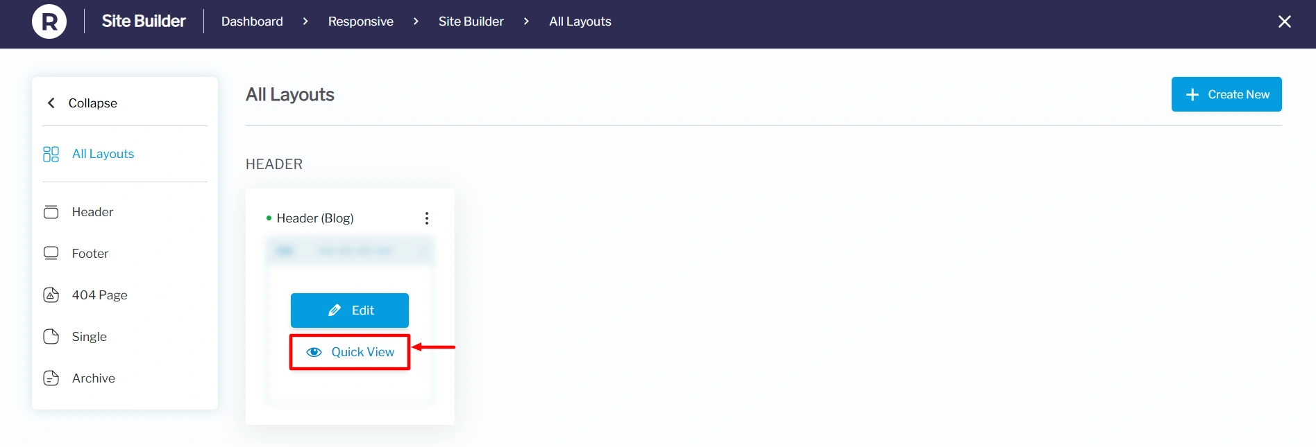Quick view - Site Builder