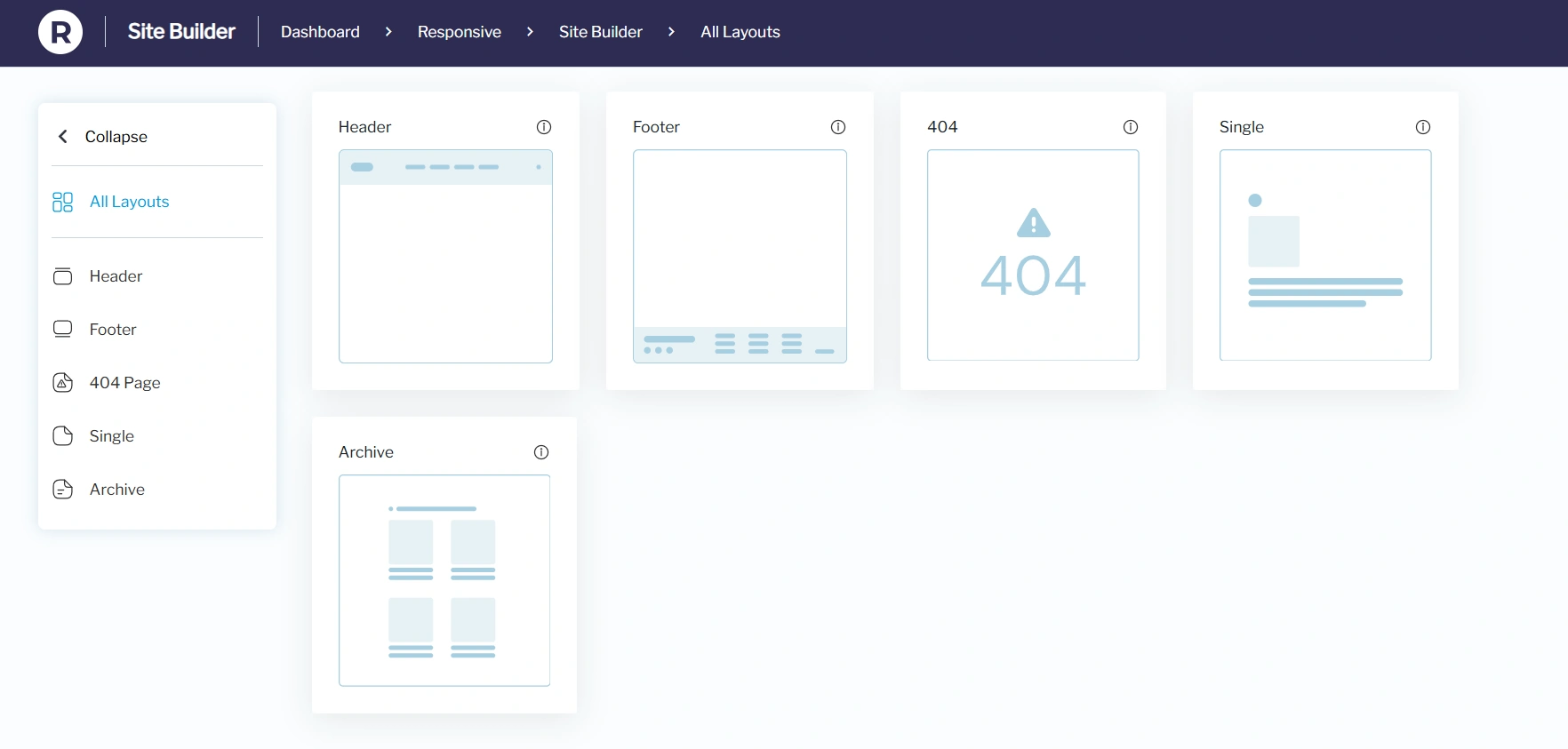 Site builder dashboard
