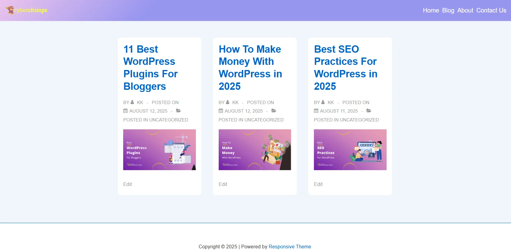 Blog site builder header