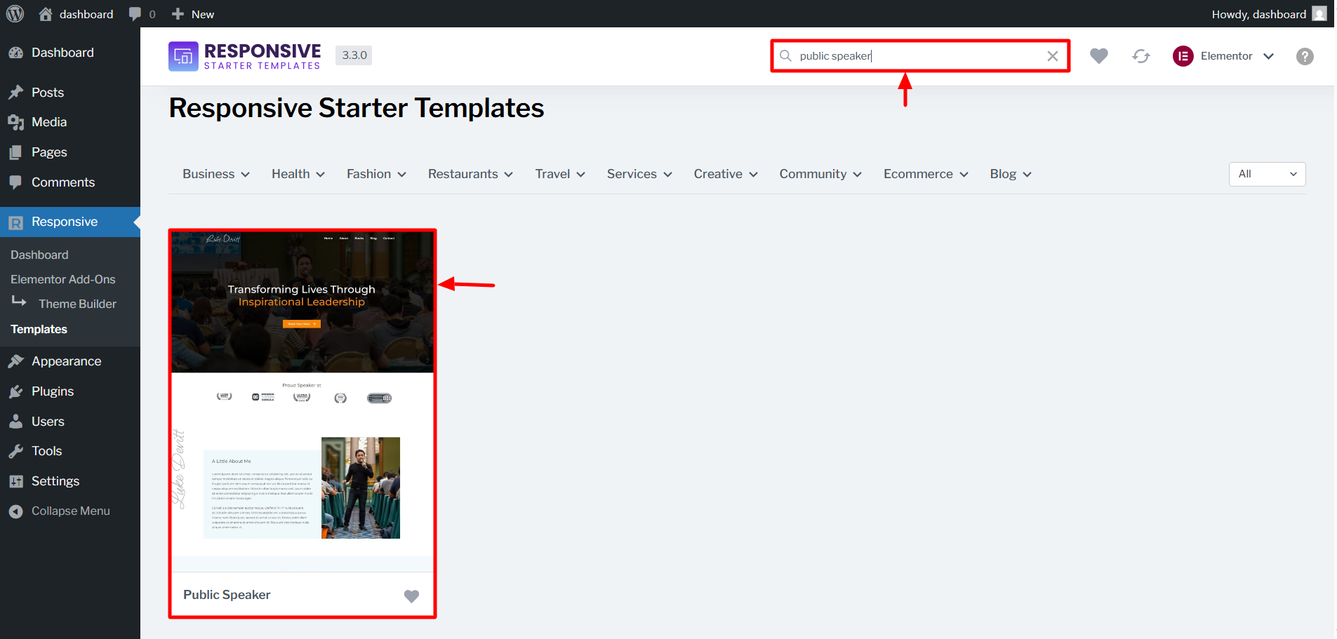 install template