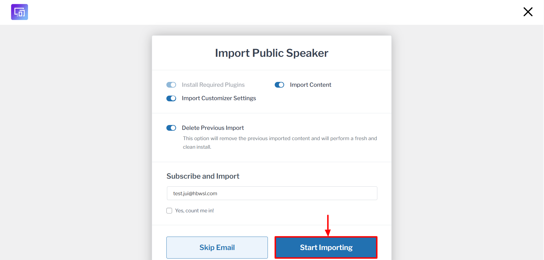 start importing