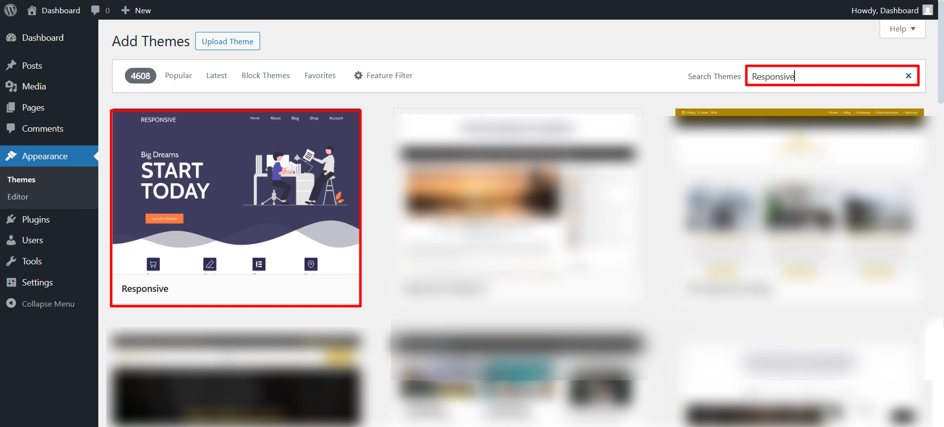 install responsive theme