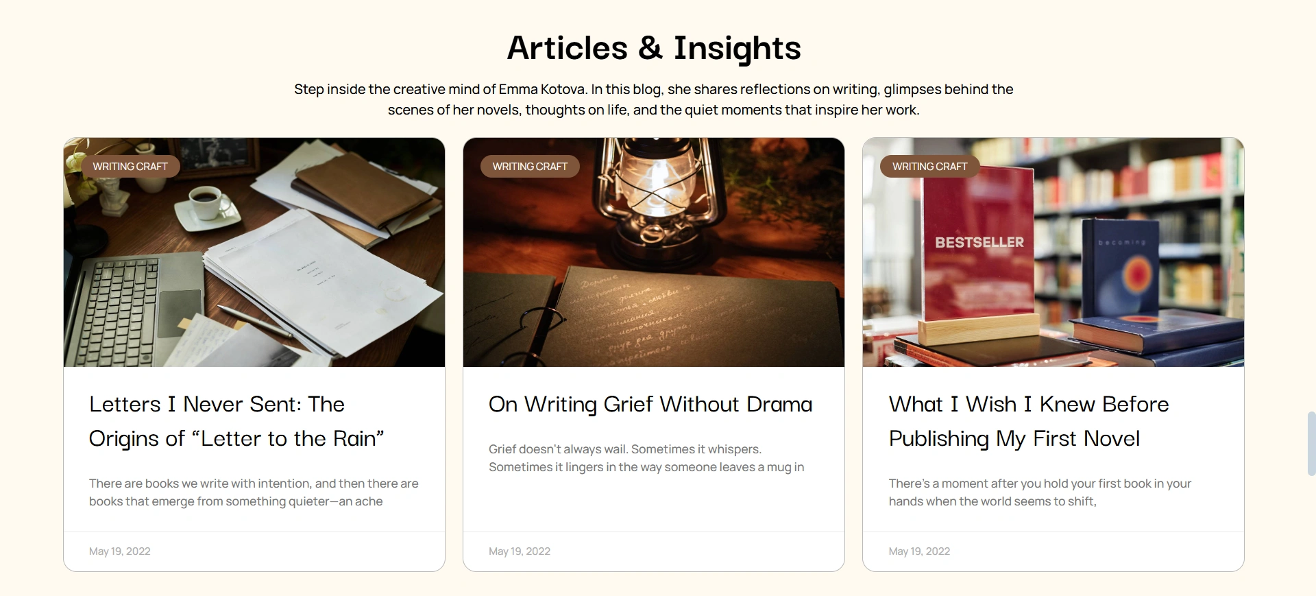 Blog & Reviews Section