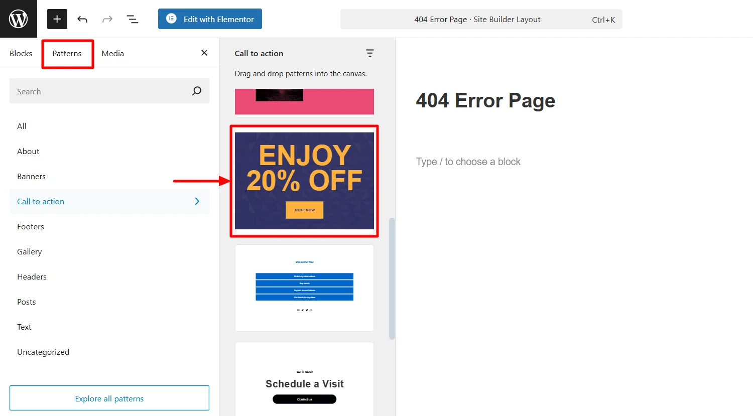 Choose appropriate pattern for 404 page
