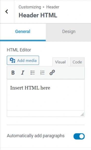 General setting of html