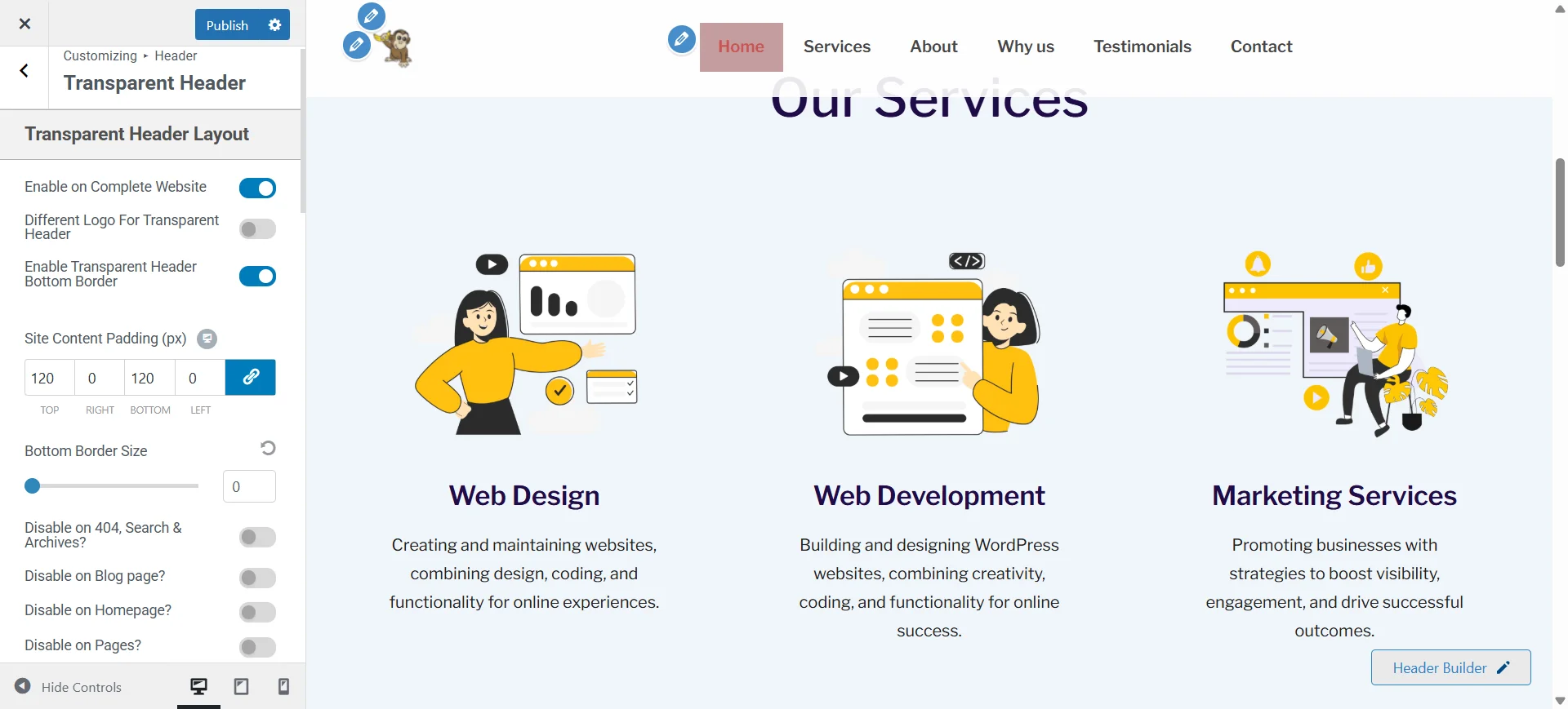 Transparent Header Layout
