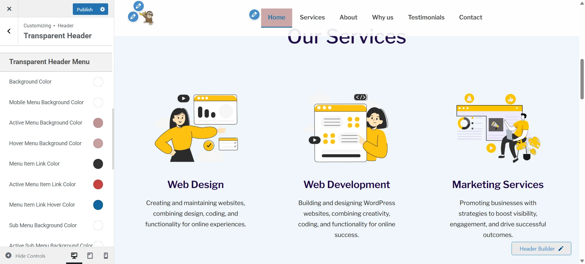 Transparent Header Menu