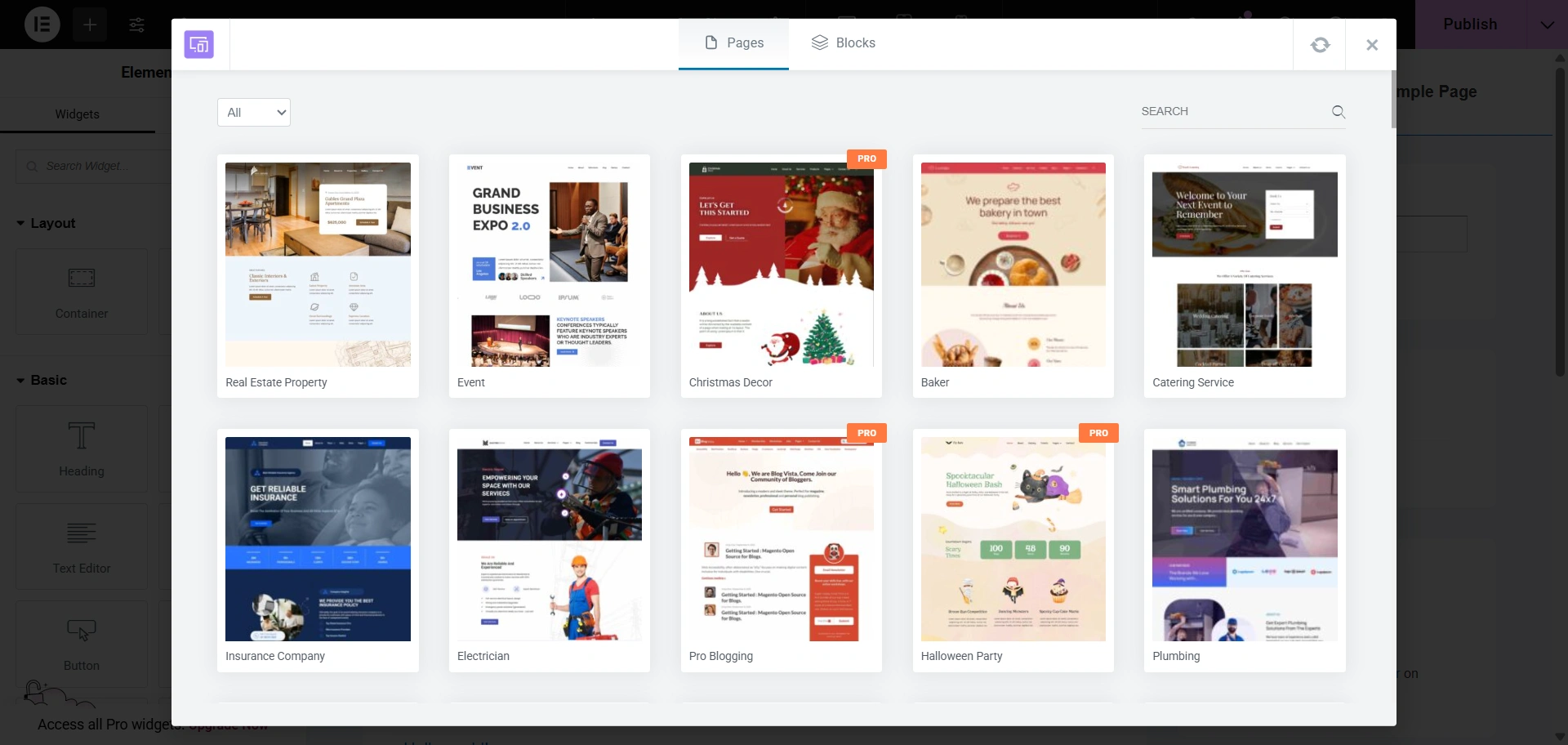 Elementor landing page template