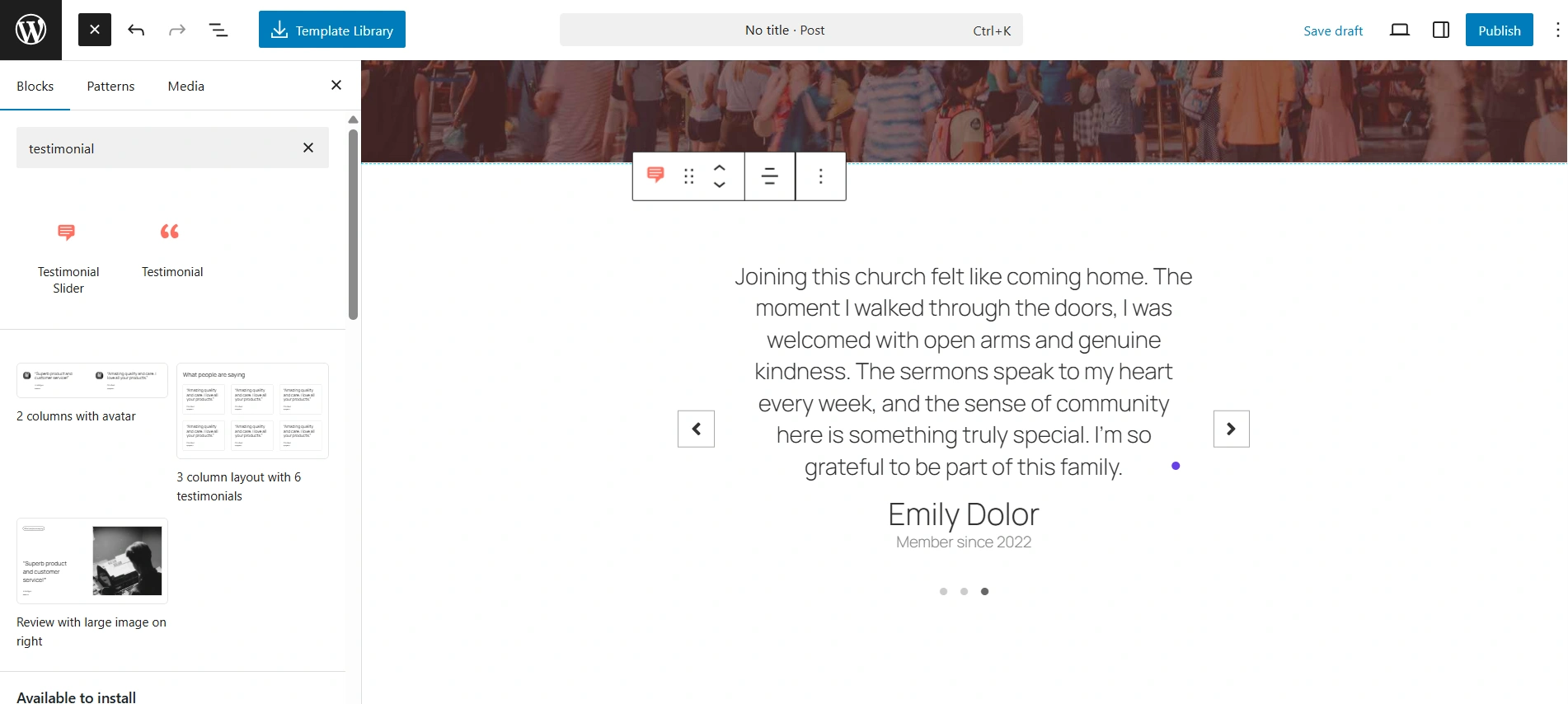 customised testimonial slider