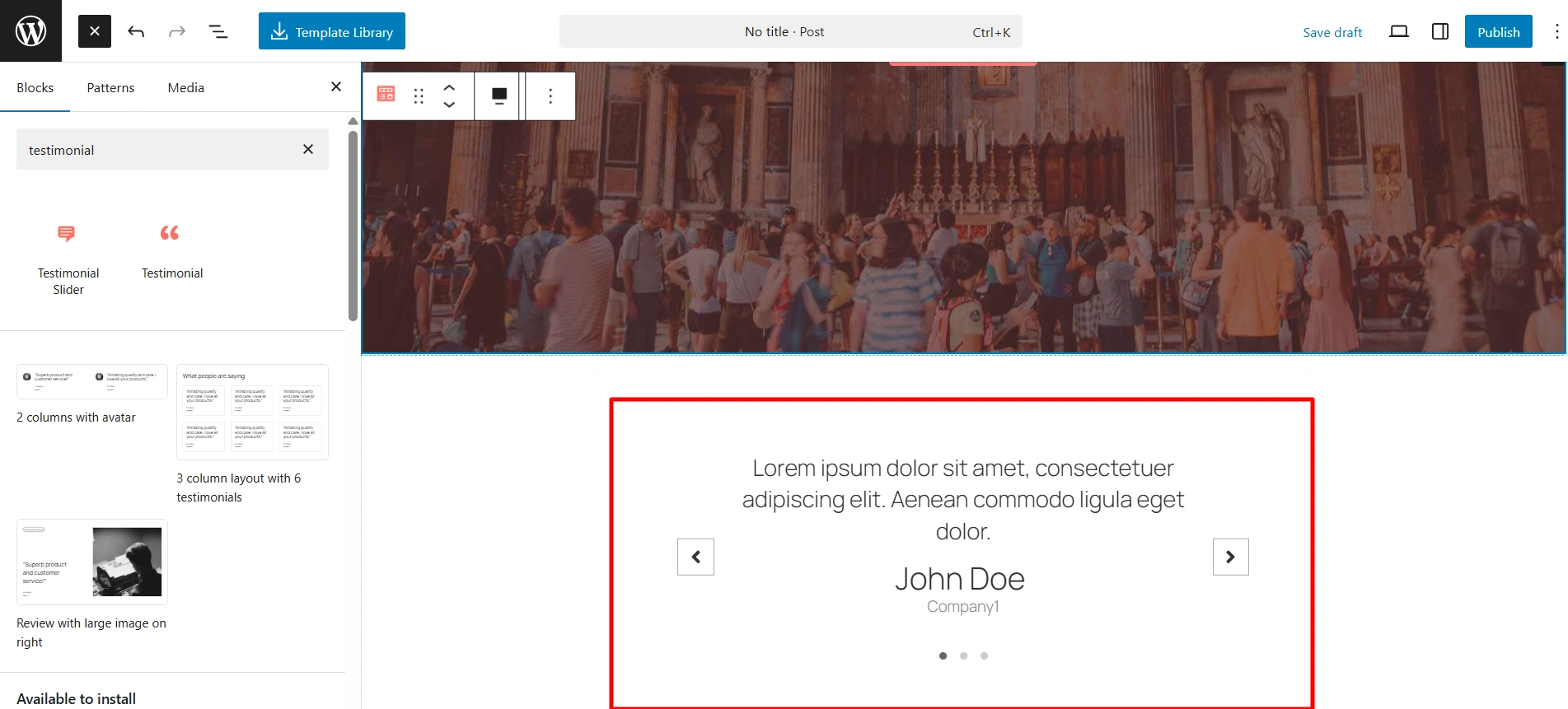 customise testimonial slider