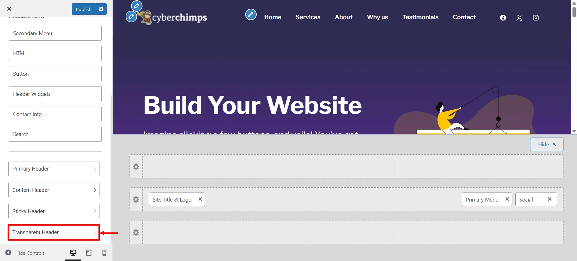 Select Transparent Header