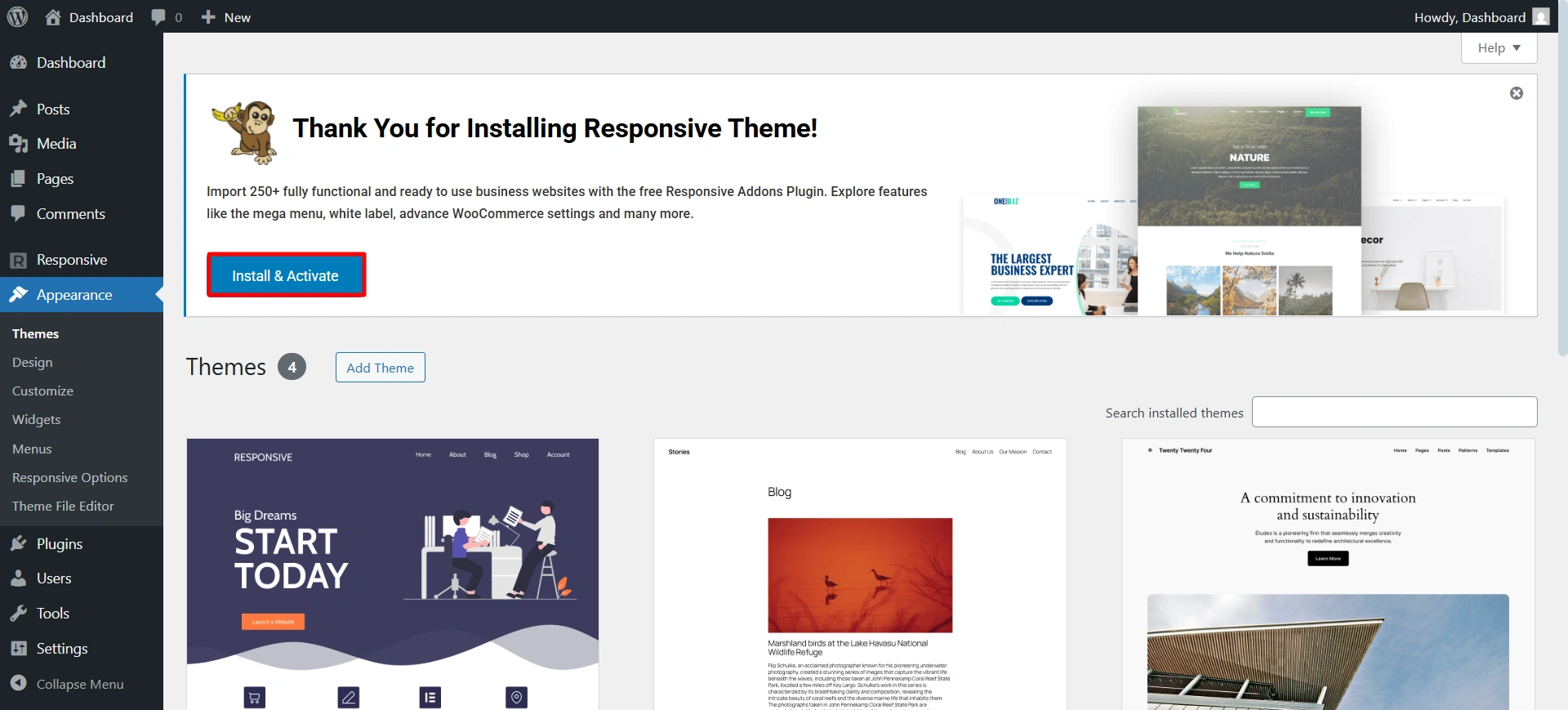 Install Responsive plus plugin