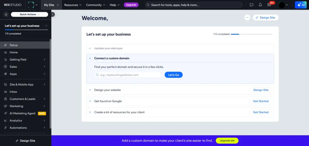wix dashboard