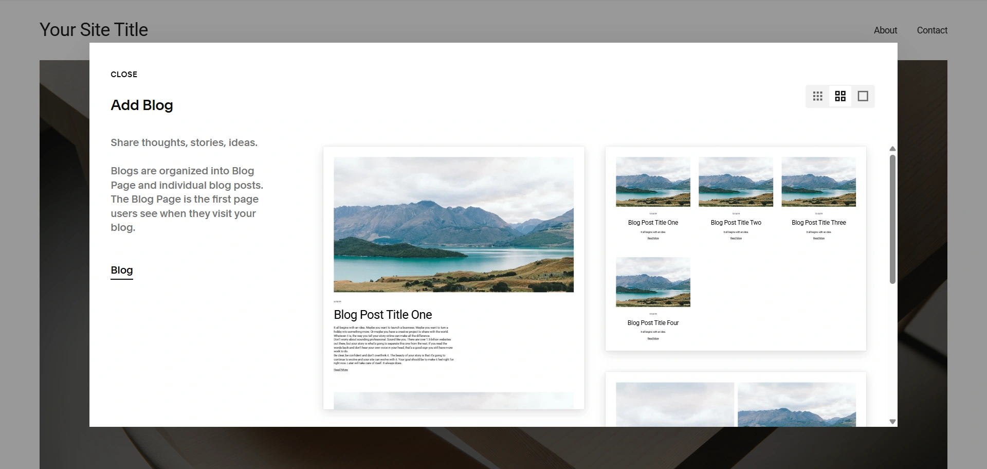 Squarespace dashboard