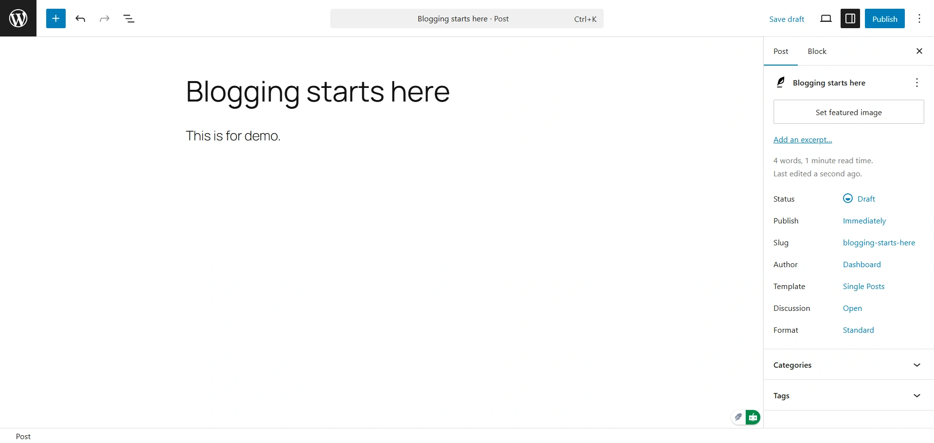WordPress blog editor
