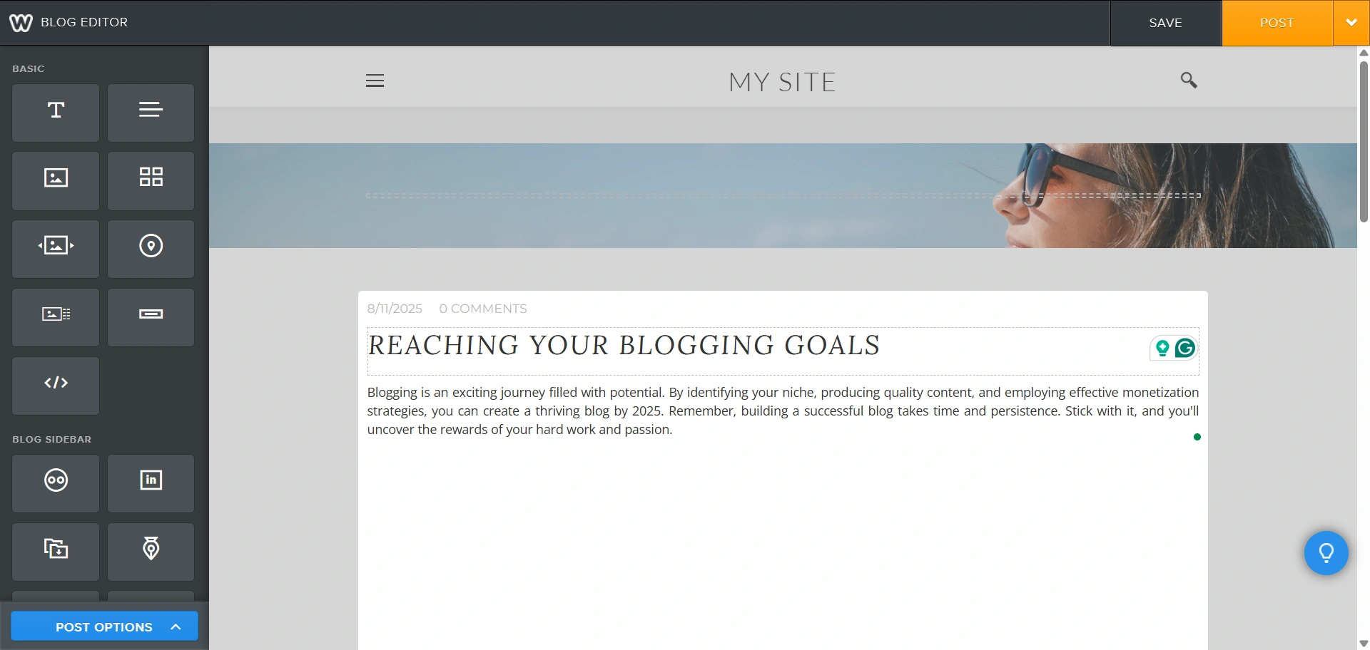Weebly dashboard
