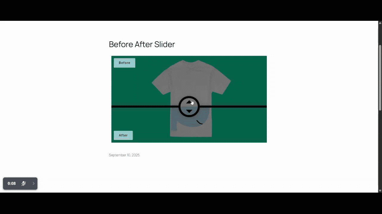 Gif showing before after slider