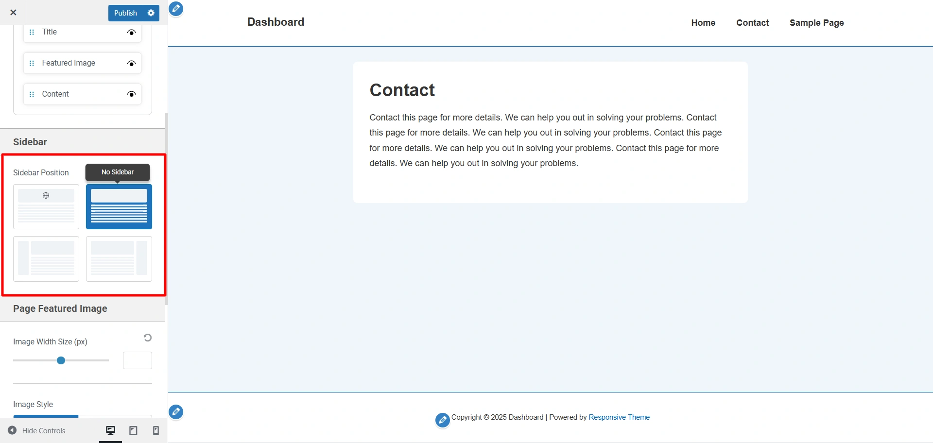 Enable Sidebar for Single Page
