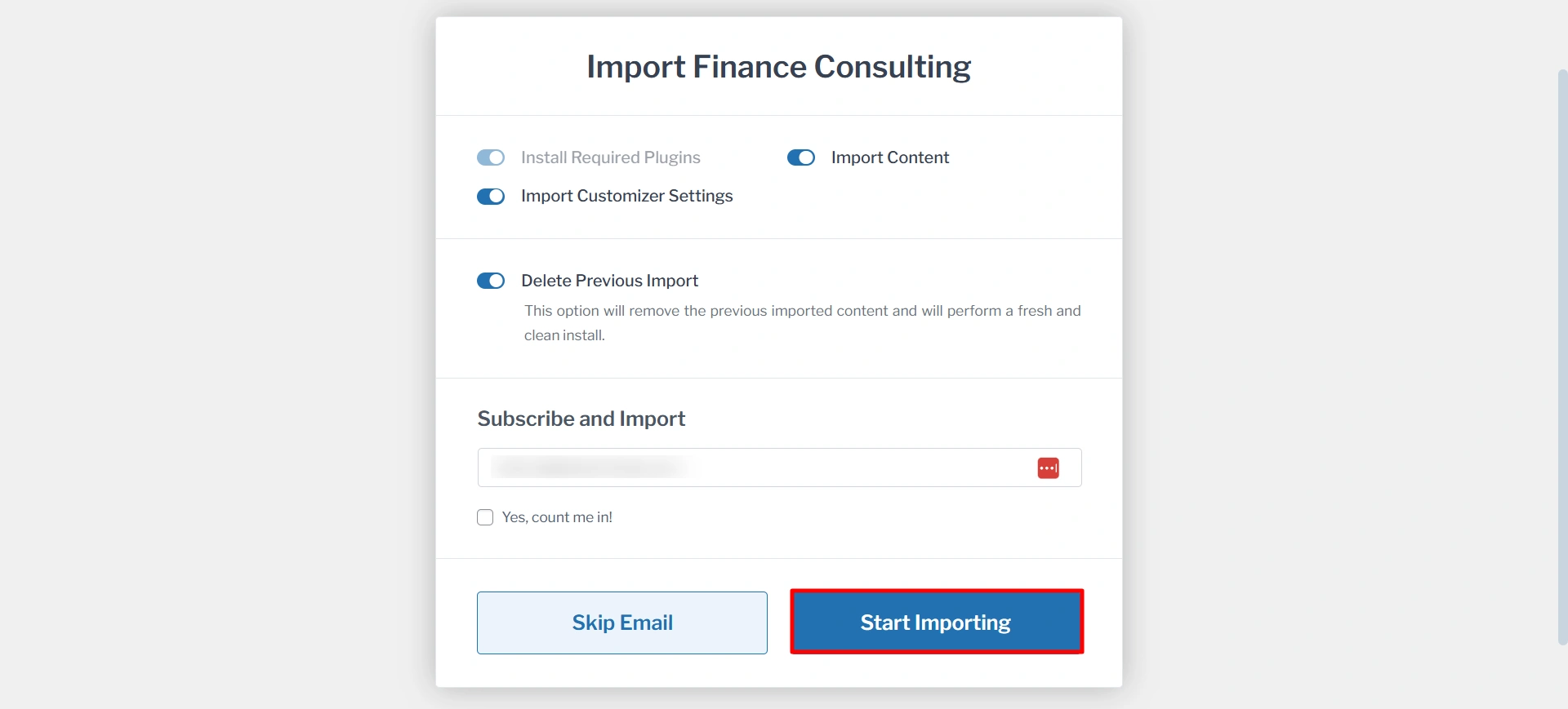 start importing