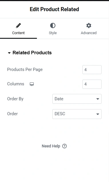Related Products section in Edit Product Related main  section