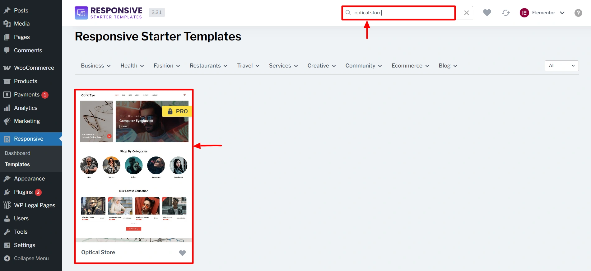 import optical store template