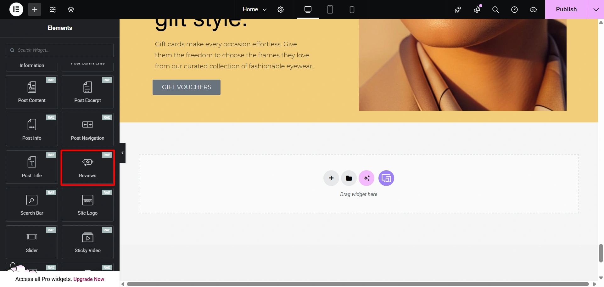 add reviews widget