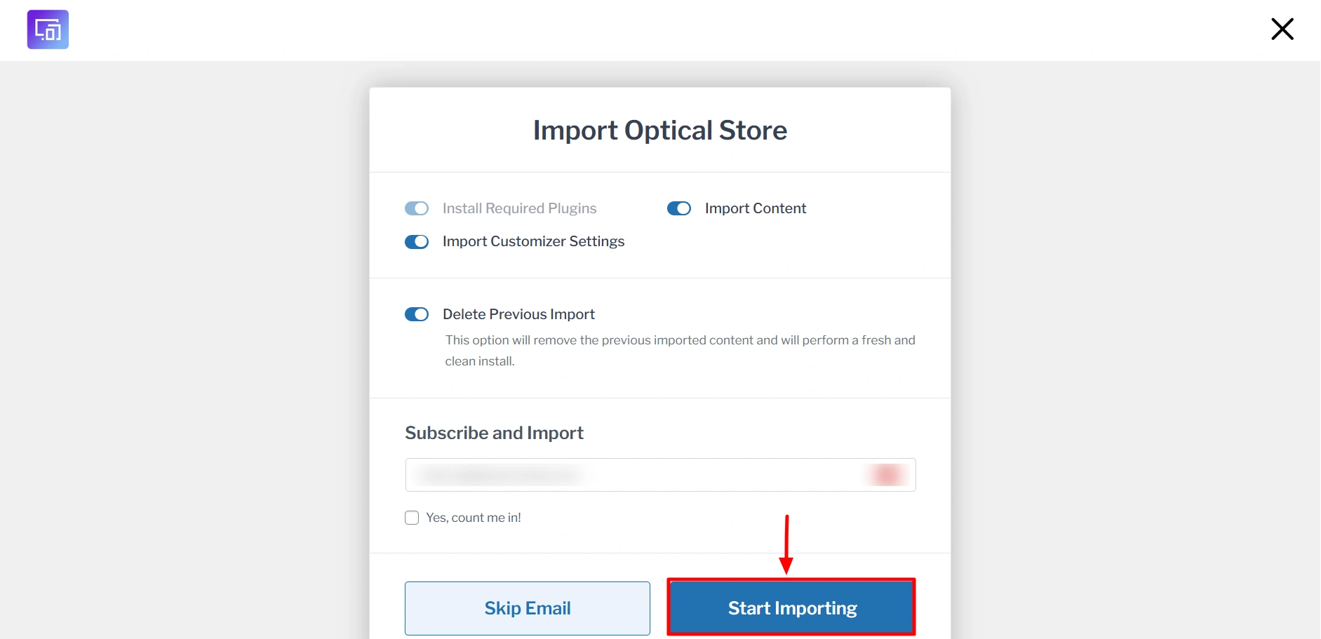 start importing